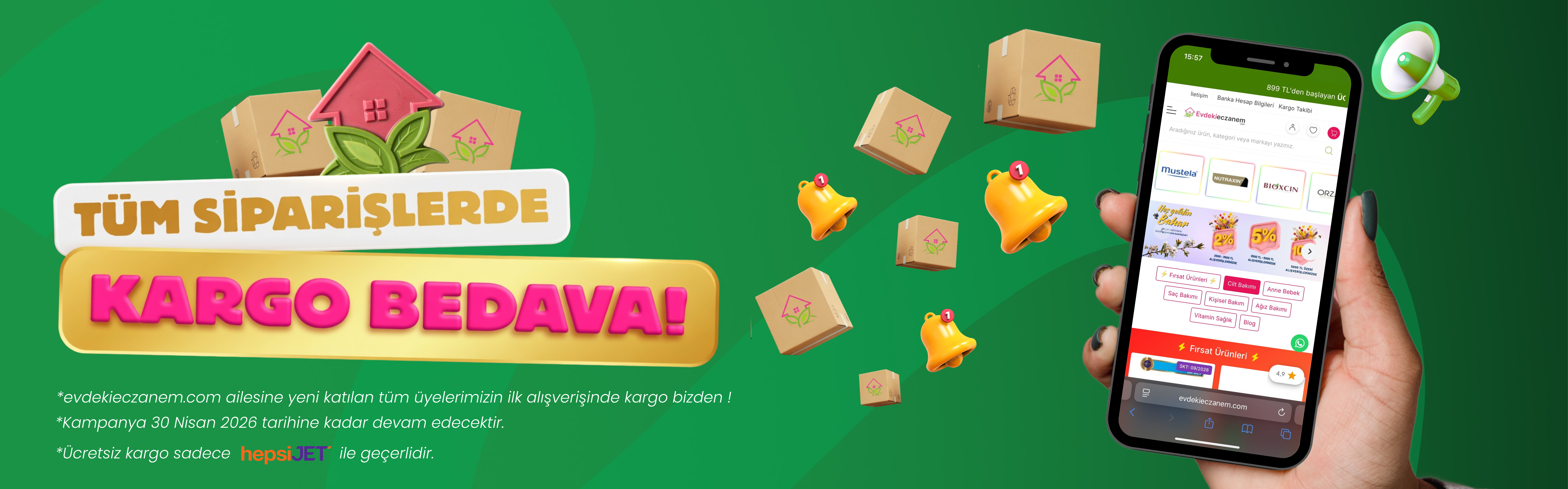  Evdekieczanem.com ailesine yeni katılan tüm üyelerimizin ilk  siparişlerinde kargo bizden ! 