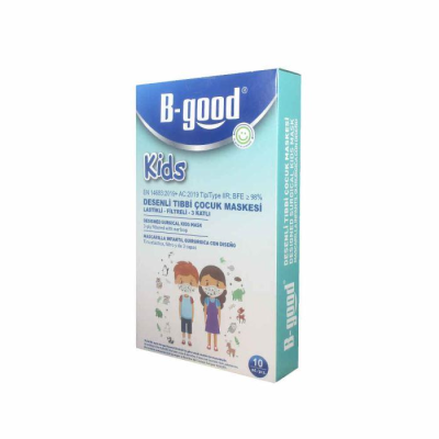 B-Good 3 Katlı Meltbown Yeni Desenli Kids Cerrahi Maske Telli 10'lu
