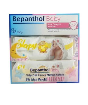 Bepanthol Baby Pişik Önleyici Merhem 100 Gr- Sleepy Sensitive Islak Havlu 90'lı 2 Adet Hediye