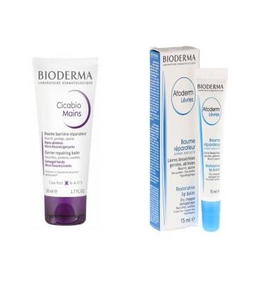 Bioderma Cicabio Hand Cream 50 ML- Bioderma Atoderm Lip Balm 15 ML