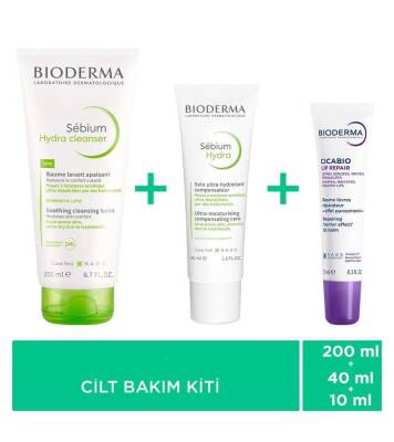 Bioderma Sebium İzokit Set - Sebium Hydra Cleanser 200 ml + Sebium Hydra 40 ml + Cicabio Lip Repair 10 ml