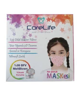 Corelife Meltblown Kız Çocuk Maskesi 50 Adet Yıldız Desenli