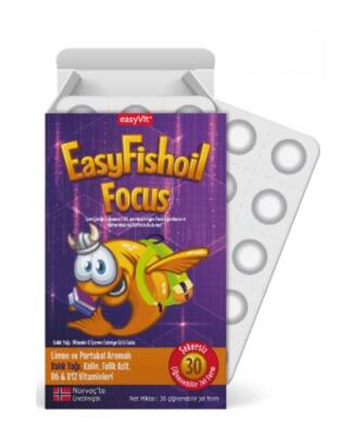 EasyFishoil Focus 30 Çiğneme Tableti