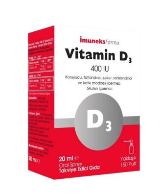 İmuneks Vitamin D3 400 IU Sprey 20 ML