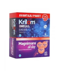 En uygun fiyatlarla Krilom Omega 3 50 Kapsül + Magnimore All Day 60 Tablet - Avantajlı Paket