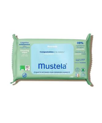Mustela Kompost Edilebiliir Islak Mendil 60 Adet