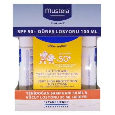 Mustela Spf 50 Faktör 100 ML Güneş Kremi Set + 50 ML Bebek Losyonu Ve 50 ML Hassas Temizleme Jeli