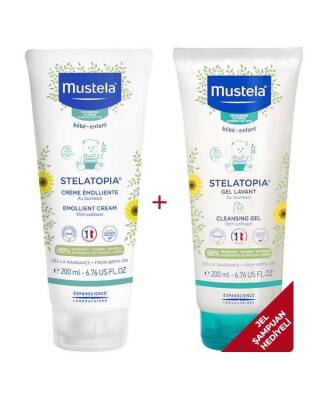 Mustela Stelatopia Emollient Cream 200 ml + Stelatopia Cleansing Gel 200 ml