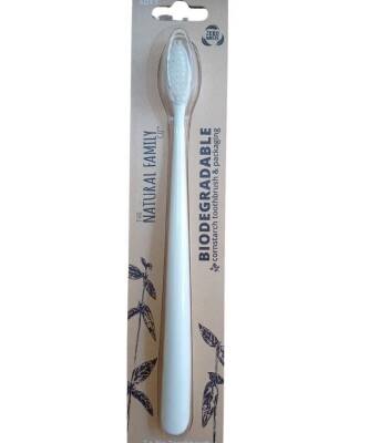 Natural Family Co. Biodegradable Cornstarch Toothbrush&Packarging Diş Fırçası - Beyaz