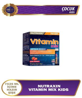 Nutraxin Vitamin Mix For Kids 7 x 25 ML Çilek Aromalı
