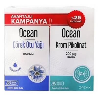 Ocean Çörek Otu Yağı 60 Kapsül + Ocean Krom Pikolinat 90 Kapsül