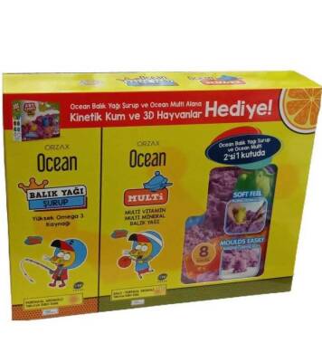 Ocean Omega 3 Portakallı Balık Yağı Şurubu 150 ML - Kinetik Kum ve 3D Hayvanlar Hediye