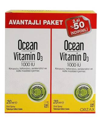 Ocean Vitamin D3 1000 IU Sprey 20 ML - 2.'si %50 İndirimli