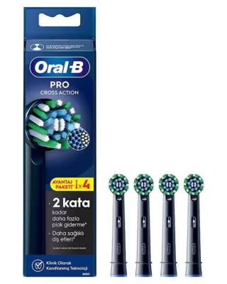 Oral-B Pro Cross Action X-Filament Siyah 4'lü Diş Fırçası Başlığı