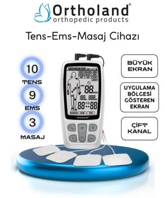Ortholand Tens Ems Masaj Cihazı 2 Kanallı Portatif Fizik Tedavi Cihazı