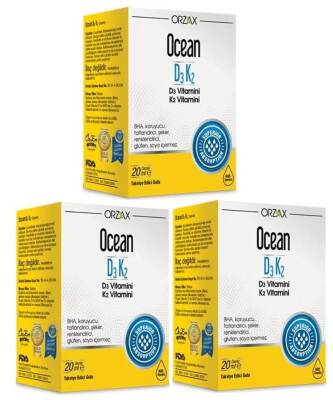 Orzax Ocean D3K2 Damla 20 ML x 3 Adet