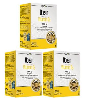 Orzax Ocean Vitamin D3 1000 IU Oral Sprey 20 ML x 3 Adet