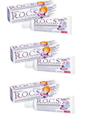 Rocs Kids 4-7 Yaş Çocuk Diş Macunu Balonlu Sakız Tadı 35 ML x 3 adet