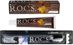 Rocs Lekelere Karşi Kahve Ve Tütün 60 ML Diş Macunu-Black Edition Diş Firçasi+20 ML Diş Macunu Hediye