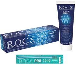 En uygun fiyatlarla Rocs Maksimum Ferah 75 ML Diş Macunu-Pro Diş Firçasi+20 ML Diş Macunu Hediyeli