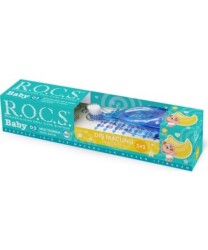 En uygun fiyatlarla Rocs Muz Tadında Bebek Diş Macunu + Mavi Fırça Seti