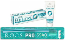 En uygun fiyatlarla Rocs Sensitive 75 ML Diş Macunu-Pro Diş Firçasi+ 20 ML Diş Macunu Hediyeli