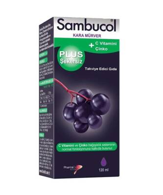 Sambucol Plus Şekersiz Kara Mürver 120 ML Şurup