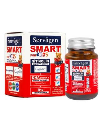 Sorvagen Smart Kids Sitikolin DHA Omega-3 ve B12 60 Kapsül