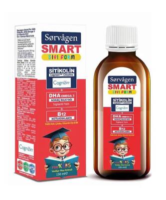 Sorvagen Smart Kids Sıvı Form Sitikolin Dha Omega 3 Norveç Balık Yağı ve B12 150 ML - 1