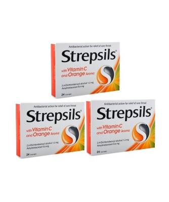 Strepsils Portakal & C Vitamini Aromalı 24 Pastil x 3 Adet - 1