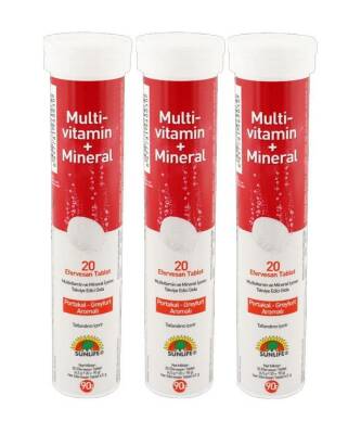 Sunlife Multivitamin Mineral 20 Efervesan Tablet x 3 Adet