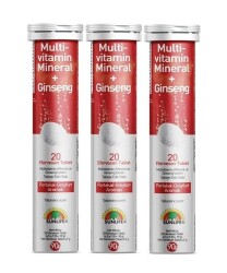 Sunlife Multivitamin Mineral Ginseng 20 Efervesan Tablet Portakal Greyfurt Aromalı x 3 Adet
