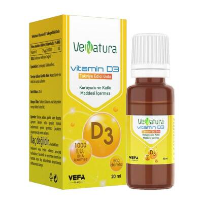 Venatura Vitamin D3 1000 İu Takviye Edici Gida 20 ML Damla
