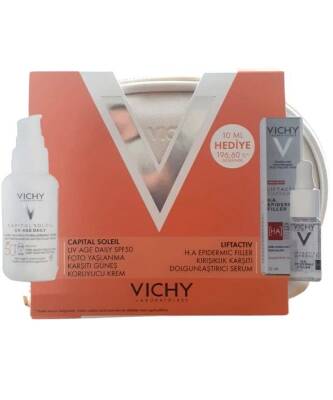 Vichy Capital Soleil UV Age Daily SPF50 40 ML + Liftactiv HA Serum 10 ML Çanta Hediyeli