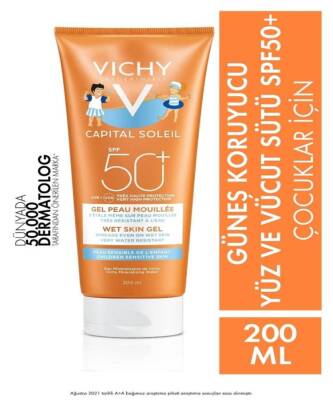 Vichy Capital Soleil Wet Skin Gel SPF 50+ 200 ML Çocuklar İçin Güneş Koruyucu
