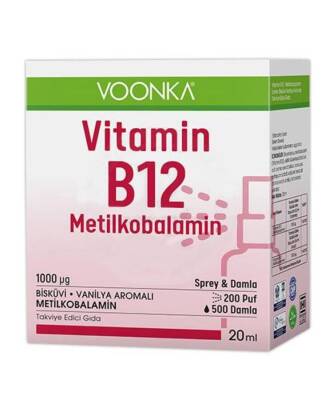 Voonka B12 Metilkobalamin Sprey & Damla 20 ml