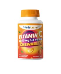 Wellcare Vitamin C 1000Mg + Çinko 15 mg 60 Çiğneme Tableti