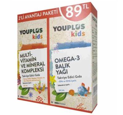 Youplus Kids Multivitamin 100 ML + Omega 3 Şurup 100 ML 2'li Kofre