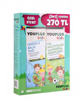 Youplus Kids Omega 3 Balık Yağı 150 ML + Kids VM 150 ML